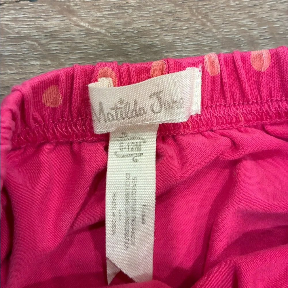 Matilda Jane Pink Polka Dot Bloomers Green Ruffles Diaper Cover 6-12m